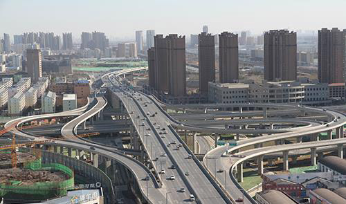 鄭州隴海路高架中州大道互通立交全向通車(chē)
