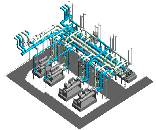 中央制冷機(jī)房BIM模型三維圖